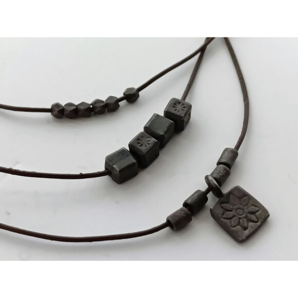 Vintage Satya 925 Signed Sterling Silver Flower Charms Layered Necklace 15-17 in - Picture 8 of 9